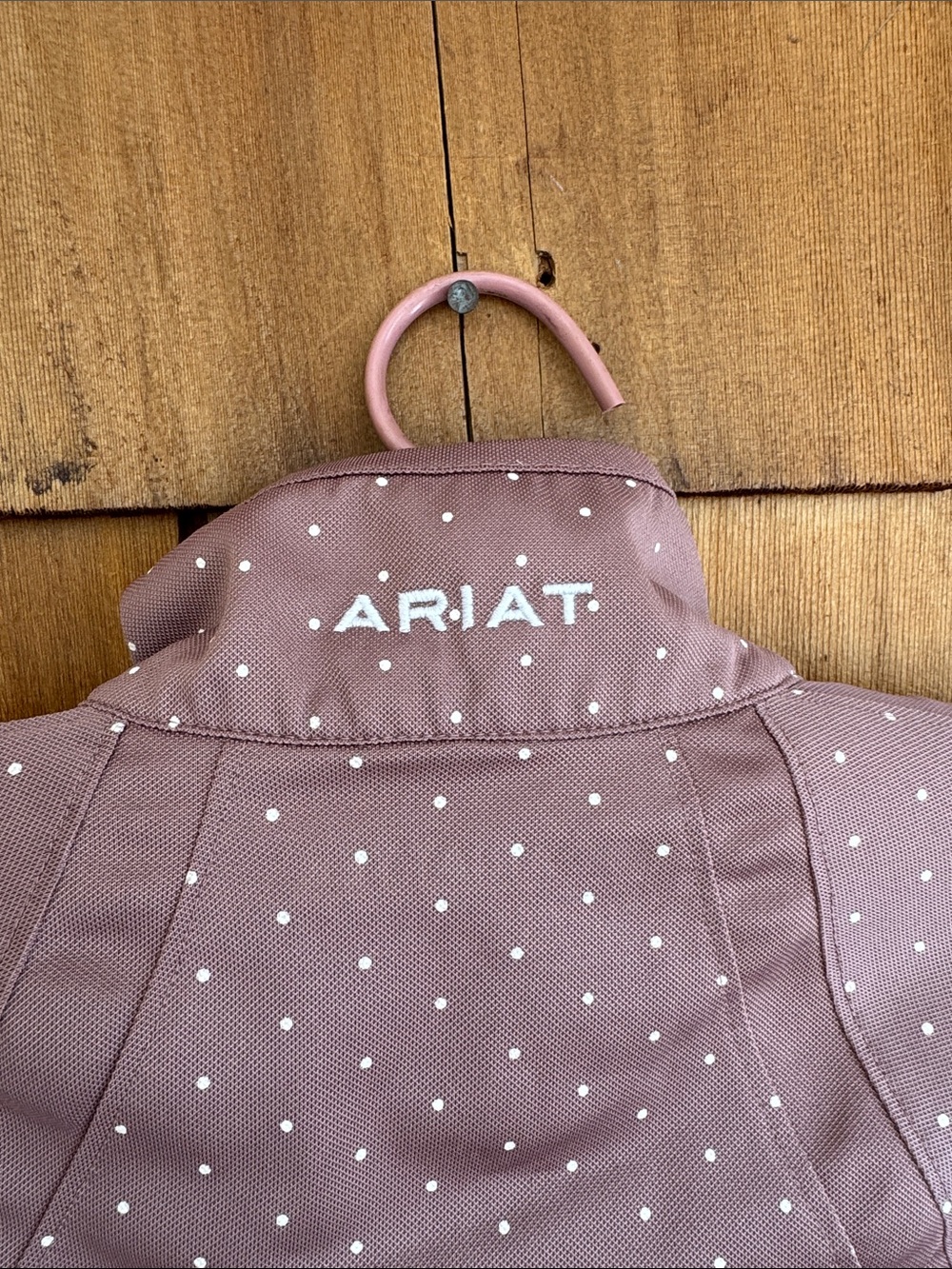 Ariat Mauve Polka Dot 1/4 Zip Performance Pullover - Picture 6 of 7